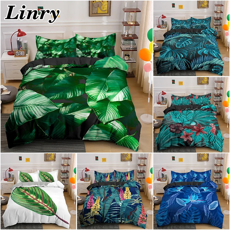 

Nordic Style Tropical Leaves Pattern Duvet Cover Set Bedding Set King Queen Full Twin Size 2/3pcs Bed Set Bedclothes for Adult