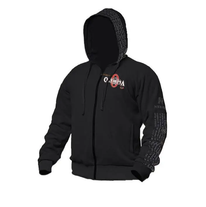 

2021 New Autumn And Winter Olympics Olympia Fitness Jacket Sportswear Cotton Print Bodybuilding Hooded Zipper Shirt