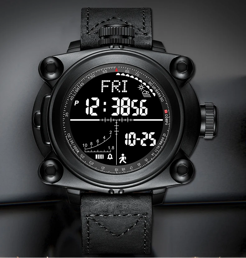 Smart Men Watches Outdoor sport Digital wristwatches step counting function/altitude/pressure/weather/compass/temperature BINGER