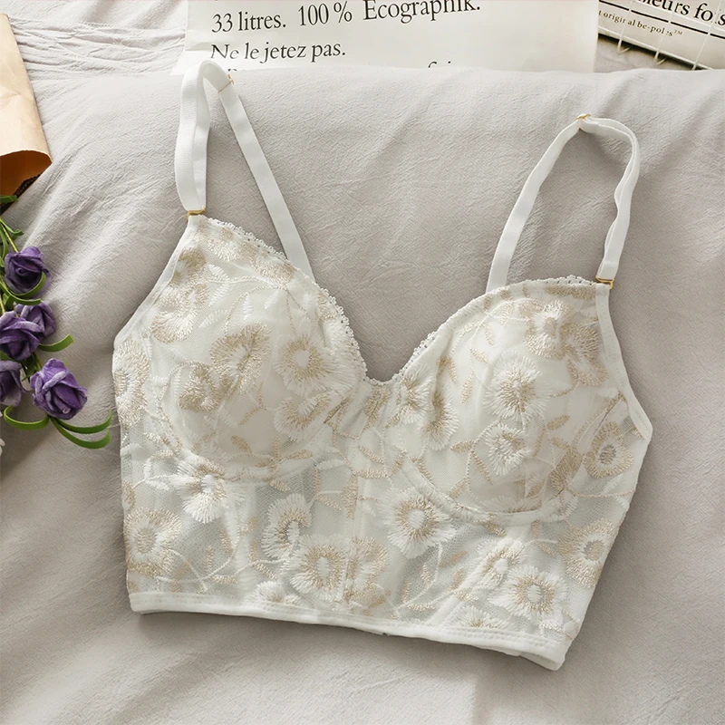 

Кроп-Топ женский облегающий кружевной без рукавов, модная Повседневная Базовая майка с вышивкой в пупке, на бретелях, на лето