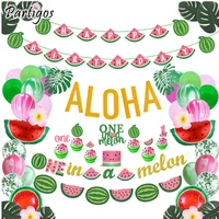summer hawaii party decoration watermelon theme balloons one in melon banner 1st birthday party decor cake topper baby shower