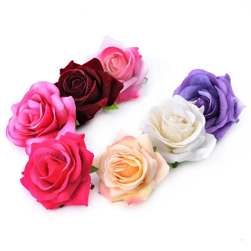 

Women Velvet Cloth Rose Hair Clip Simulation Artificial Flower Corsage Brooch Pin Wedding Party Flamenco Dancer Hair Accessories