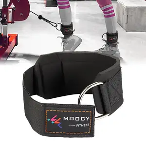 Спортивные ремни на щиколотке, мягкие манжеты на щиколотке с D-образным кольцом для тренировок в тренажерном зале, упражнения на ногах с сумкой для переноски (черный)