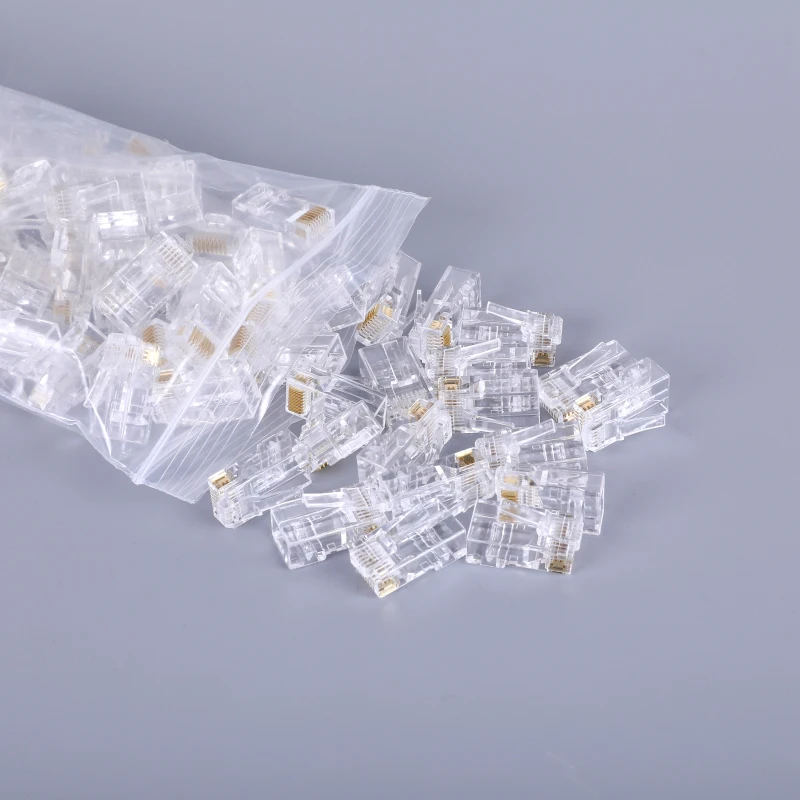 

RJ45 Connector Cat6 Cat6A Jack UTP Gold Plated Pass Through Ethernet Cables Network RJ-45 Plug Cat5 Cat5e STP Shielded In Stock