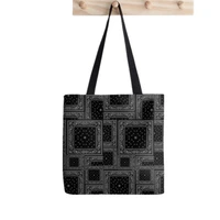 2021 shopper bandana black grid flower print tote bag women harajuku shopper handbag girl shoulder shopping bag lady canvas bag