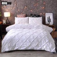luxury bedding set pinch pleat white duvet cover set with pillowcase single double bed cover set queen king 23pcsno bed sheed
