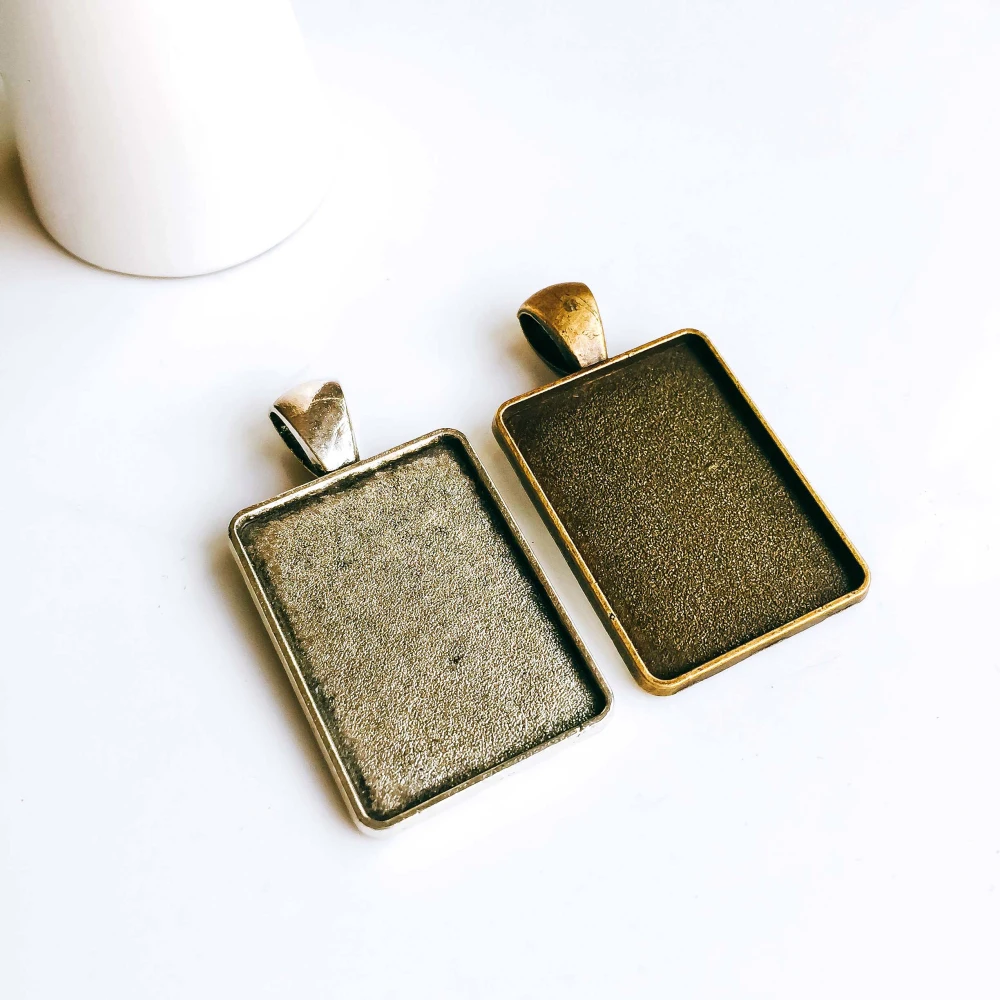 5pcs/lot 18x25mm Necklace Pendant Setting Antique Bronze Silver Color Glass Cabochon Blank Base Supplies for Jewelry T294 | Украшения и