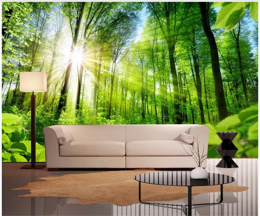 

Custom photo wallpaper 3d murals wallpaper for walls 3 d Sunny forest big tree natural scenery living room TV background wall