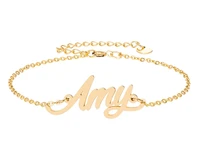amy name bracelet for women girl jewelry stainless steel with gold plated nameplate charm femme mother girlfriend best gift