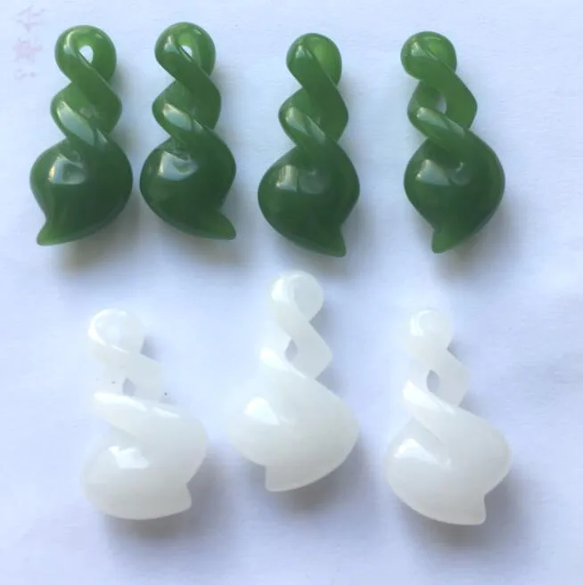 Кулон dh 0044 зеленый нефритовый двойной твист резьба в новозеландском маори стиле