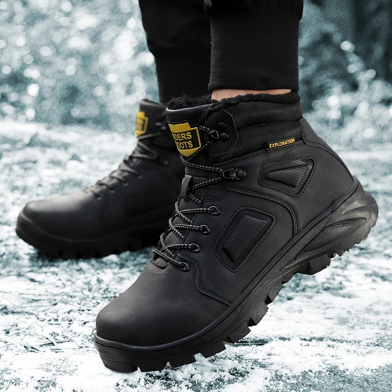 

winter boots men New High Quality Boots Male Casual Motorcycle Ankle Boots Men plush Shoes Man Fashion Men's Martin Boots