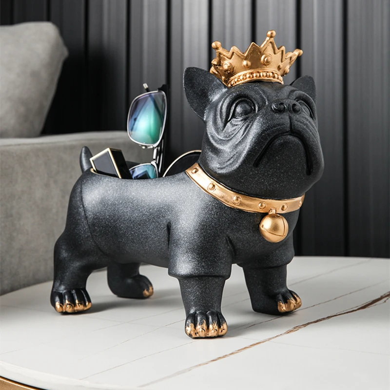 

Cool Dog Figurine Animal Statue Home Decoration Accessories Art Sculpture Decorative Ornaments Resin Figurines Key Storage Boxes