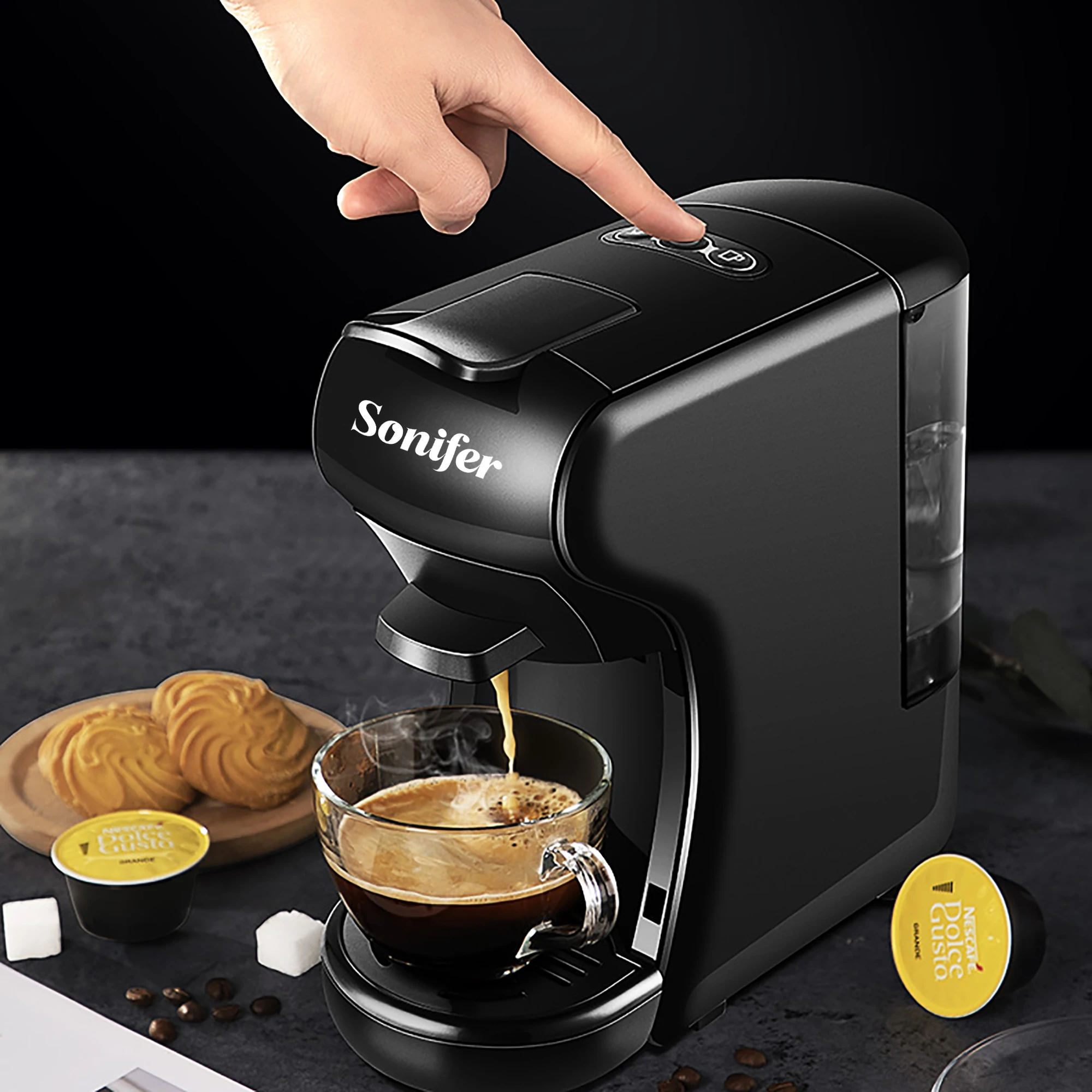 

Кофемашина Эспрессо, капсула 19 бар, Кофеварка 3 в 1, несколько капсул для Dolce Gusto и Nespresso, порошок для подарка Sonifer