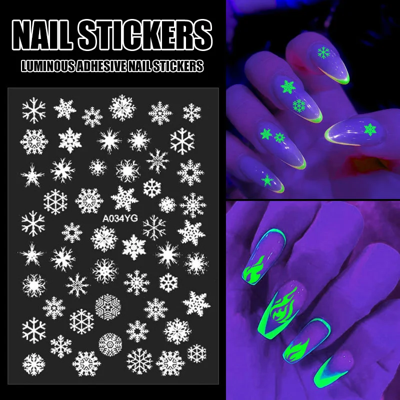 

Светящиеся клейкие наклейки для ногтей на Хэллоуин, Рождество, вечеринку, блестящие инструменты для маникюра, украшения «сделай сам» для же...