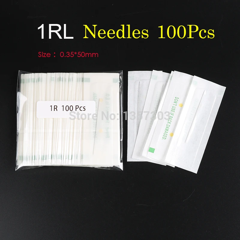 Disposable Sterilized Professional Tattoo Needles 1RL For Eyebrow Pen Machine Permanent Makeup Kit 100pcs PMU 1R | Красота и здоровье