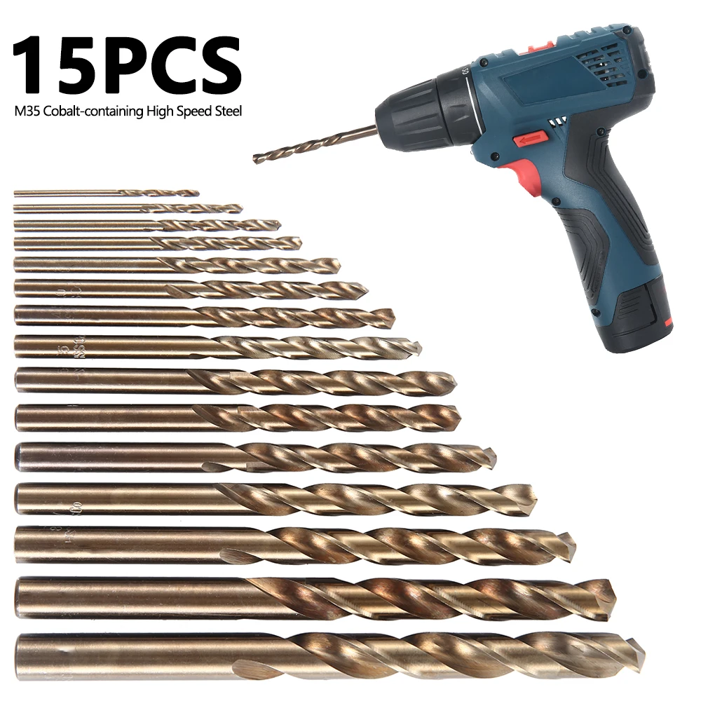 15 шт. кобальтовые сверла для металла деревообработки M35 быстрорежущая сталь