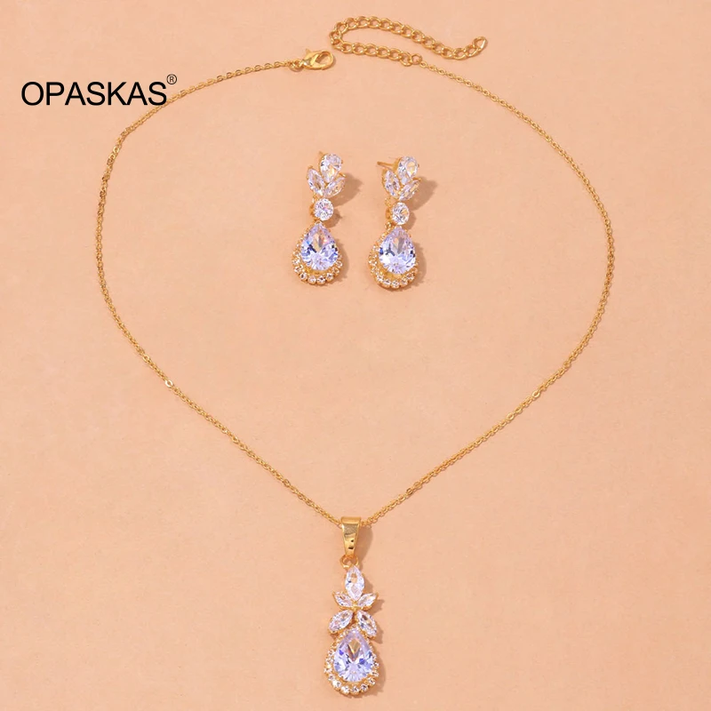 

Bride Wedding Luxury Jewelry Set Zircon Tassels Necklace Earrings Exquisite Lady Party Dress Accessories VL