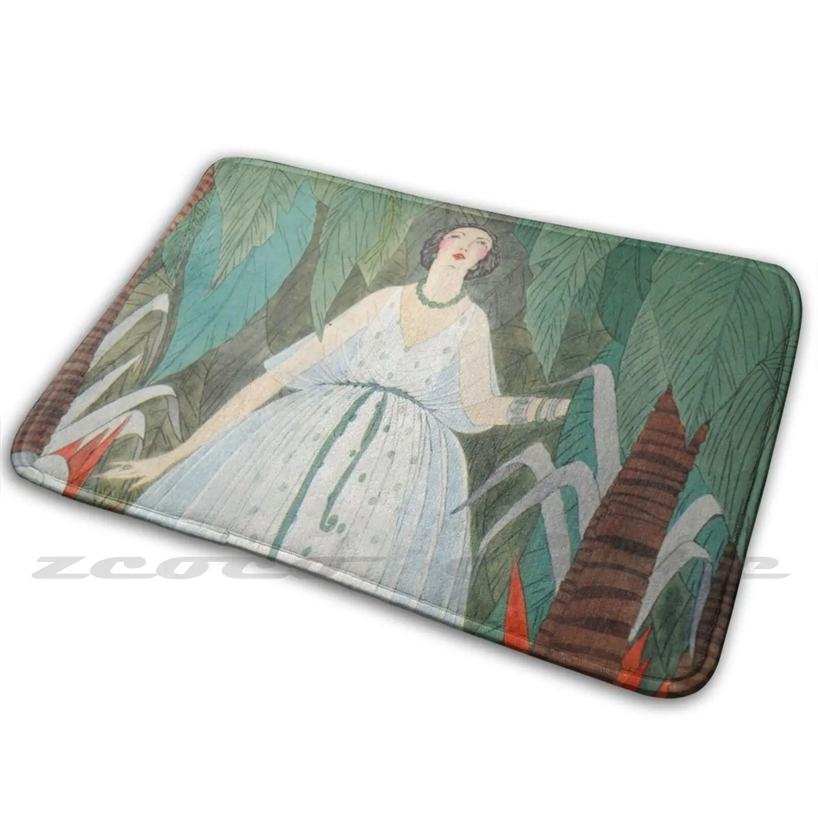 Обложка журнала Vogue французская мода женское белое платье с пальмами и цветами