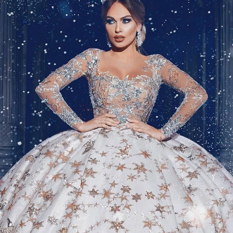 

Shining Ball Gown Wedding Dresses 2021 Sequins Lace Wedding Dresses Mariage Bridal Gowns Vestido De Noiva Vintage Bridal Dresses