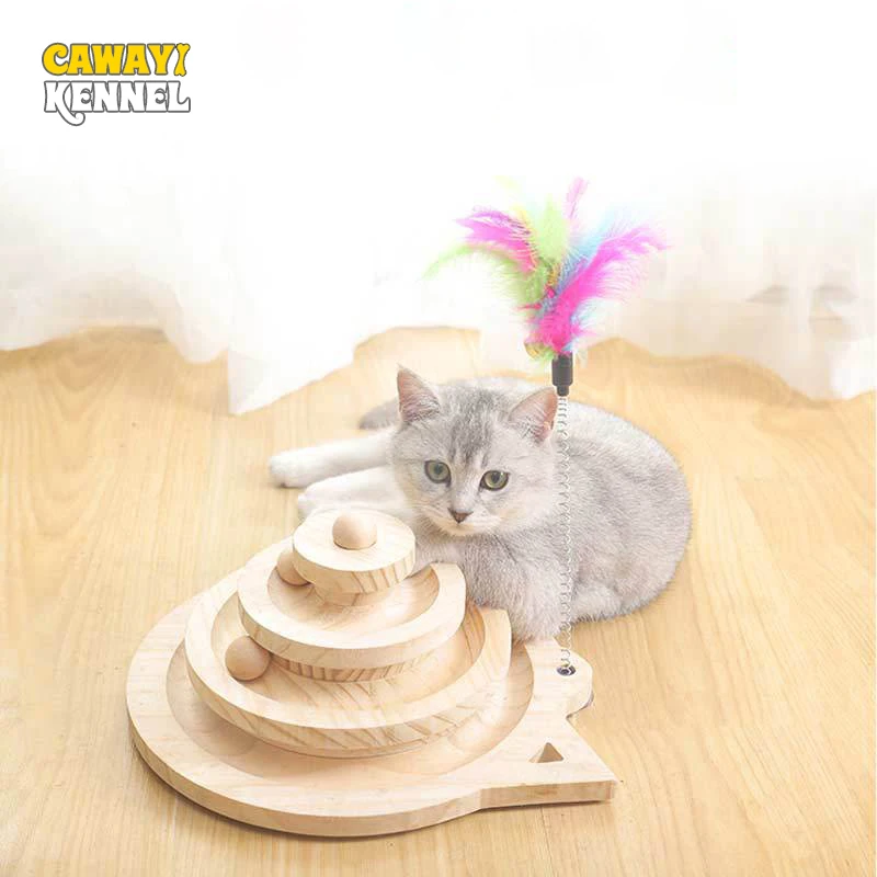 CAWAYI питомник твердые деревянные игрушки для кошек петля трек с деревянными