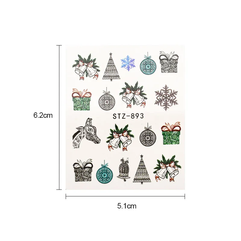 12 шт./компл. ногтей Водные Наклейки Новый год передачи Стикеры Зимний