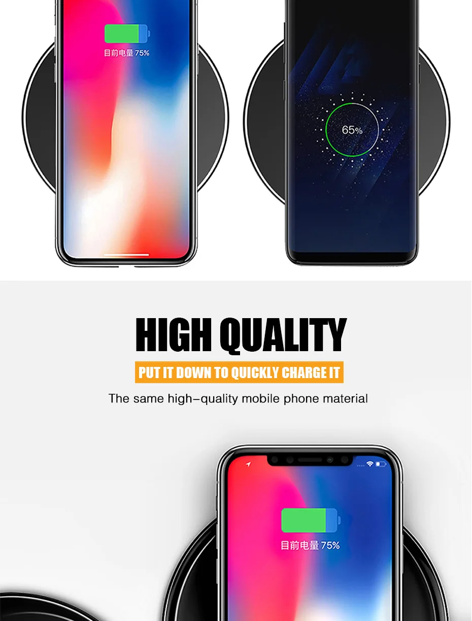 H& A 10 Вт Qi Беспроводное зарядное устройство для iPhone X Xs MAX XR 8 plus Зарядка для samsung S8 S9 Plus Note 9 8 USB зарядное устройство для телефона