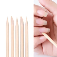 100pcs nail art design orange wood stick cuticle pusher remover sticks double ended dead skin removal manicure care tools htr09
