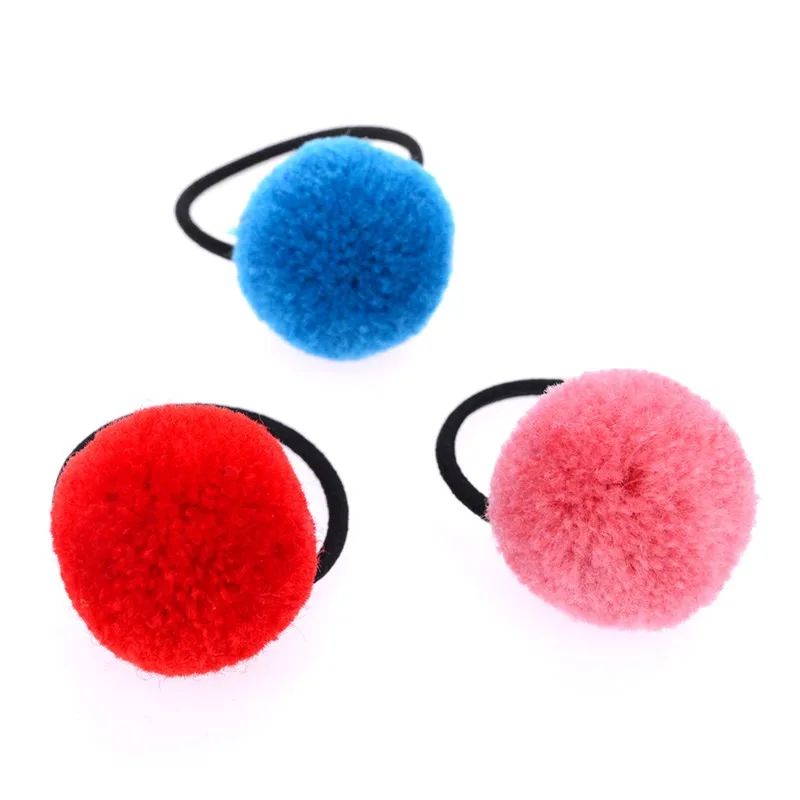 2 шт./лот пушистые повязки для волос с помпонами аксессуары на голову резинки