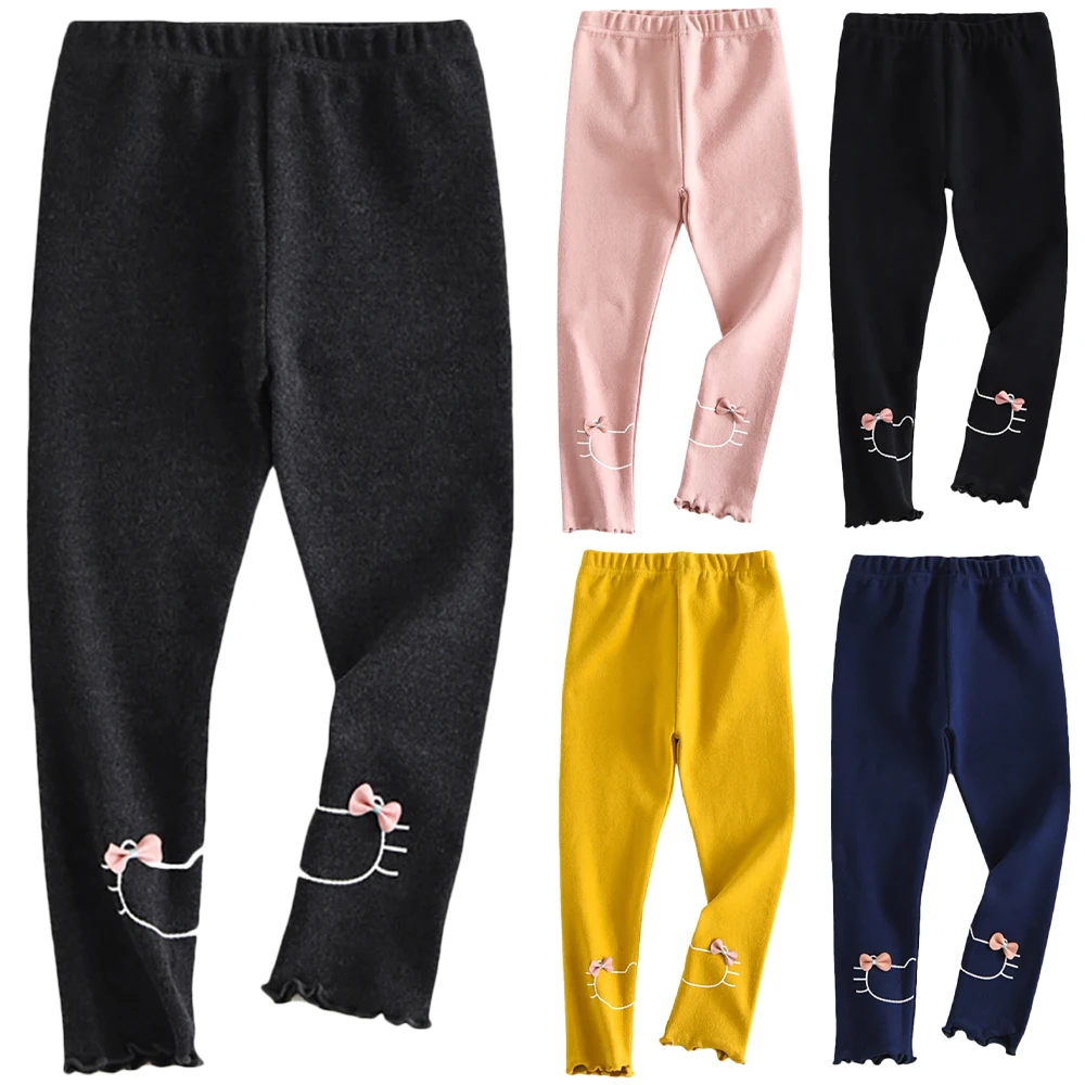 

Leggings Skinny Cotton Elastic Pants Leggins Cat Bow Flower Cat Pattern for Girls Kids Children Pant Spring Autumn Girls