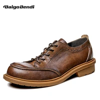 wide feet width mens retro big toe leather shoes high end business man lace up carved oxfords offiice