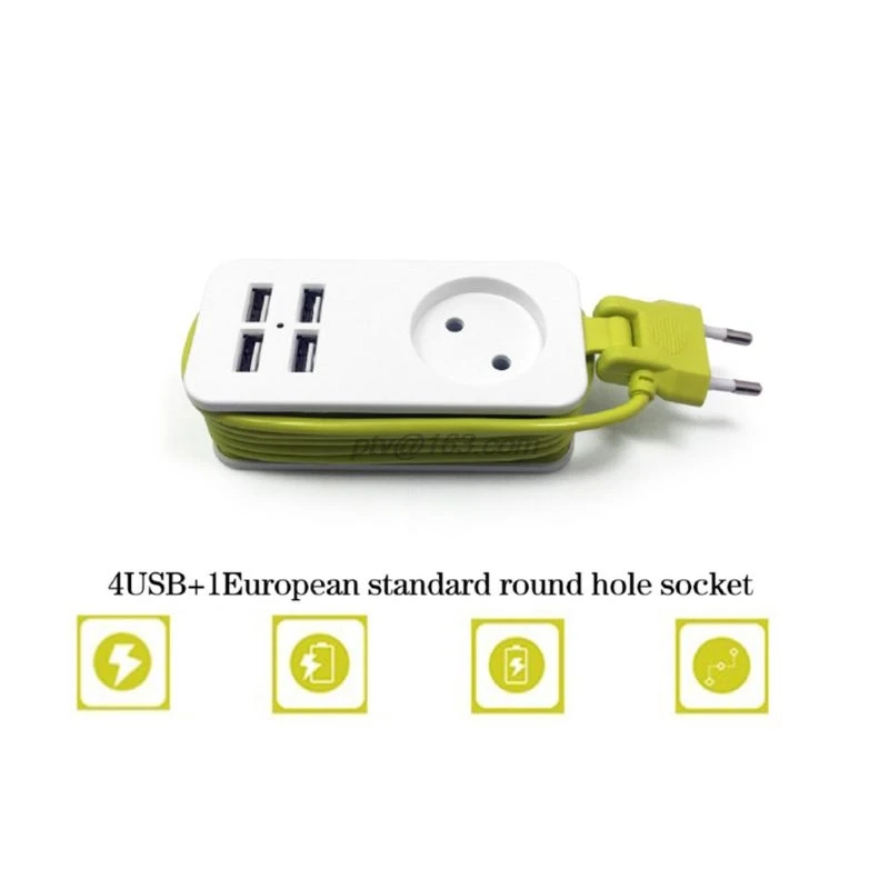 Сетевой удлинитель с европейской вилкой и 4 USB разъемами электрический