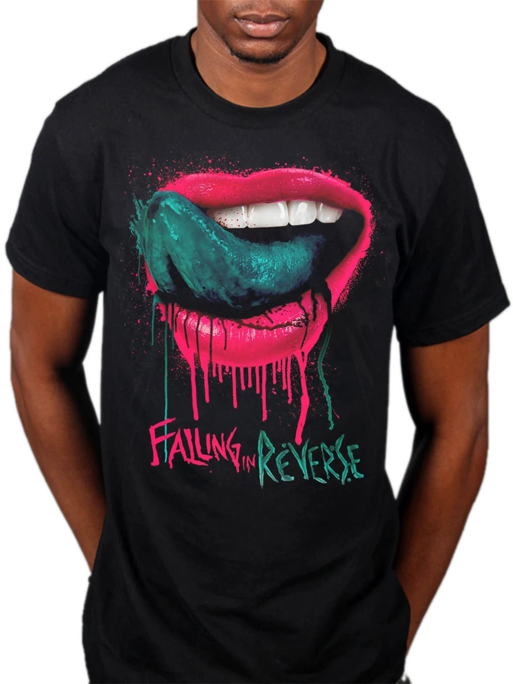 Falling In Reverse Dripping Lips Футболка Мужская Женская рок группа Ronnie Radke свободная футболка