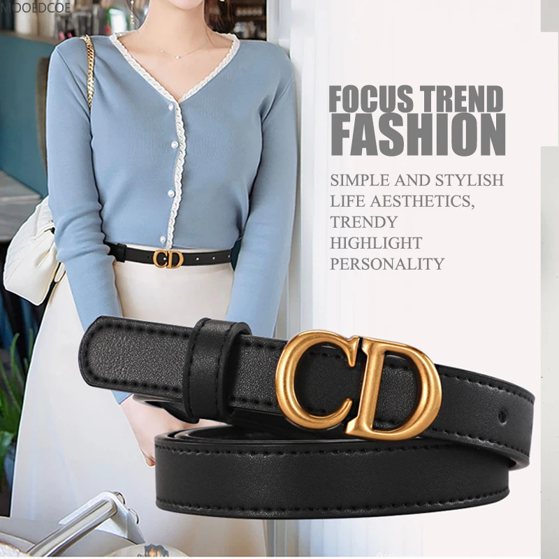 

CD ladies belt leisure all-match belt male student trousers thin belt skirt belt CC buckle fashion belt gift box accessories