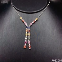 kjjeaxcmy fine jewelry 925 sterling silver inlaid natural colored sapphire female miss woman girl pendant necklace beautiful