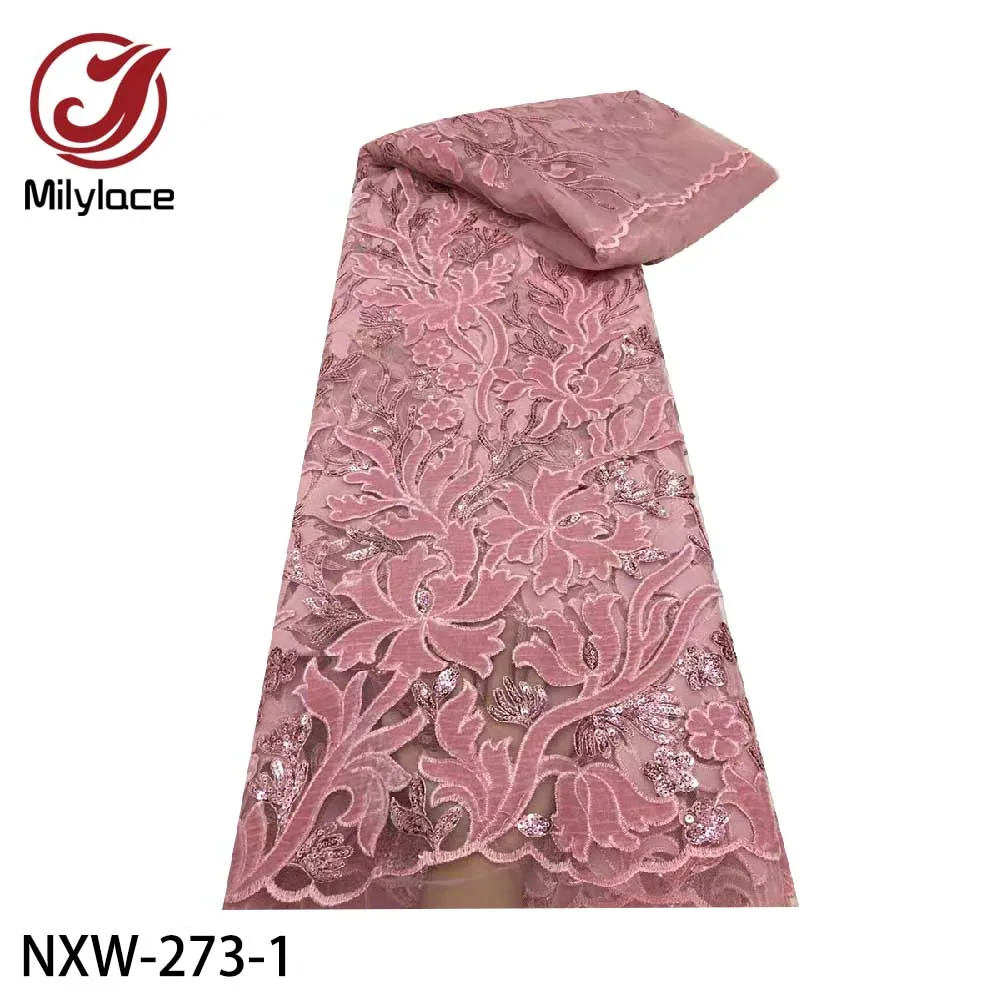 

Milylace последние африканских кружева 2020 высокое качество бархат сетчатая Тюлевая кружевная ткань с блестками для свадебное платье NXW-273