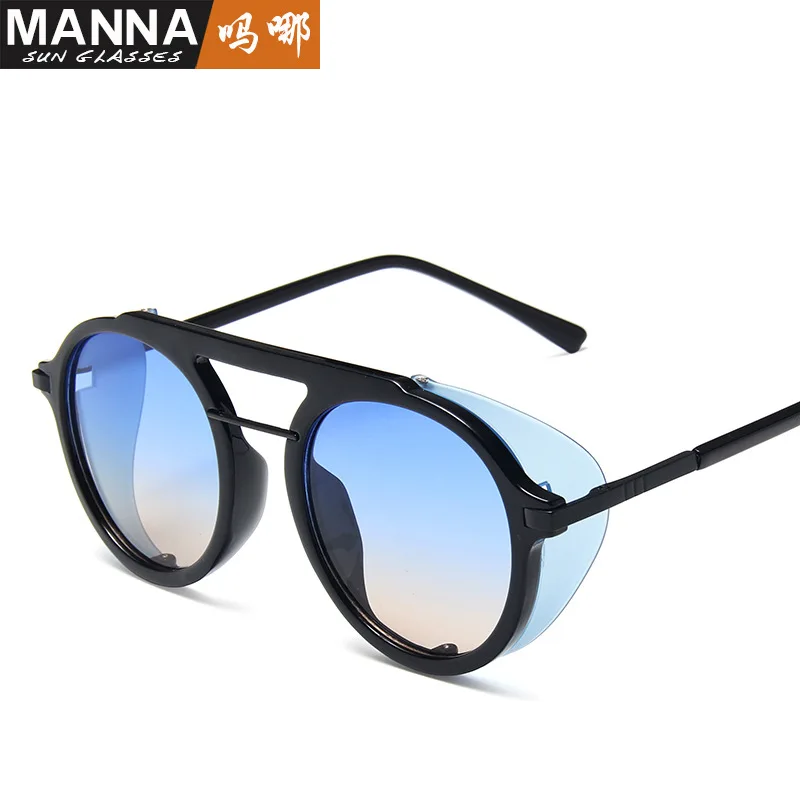 

2021 New Design Retro Steampunk Round Frame Sunglasses Men's Personality Ins Sunglasses Female Spring-leg Glasses