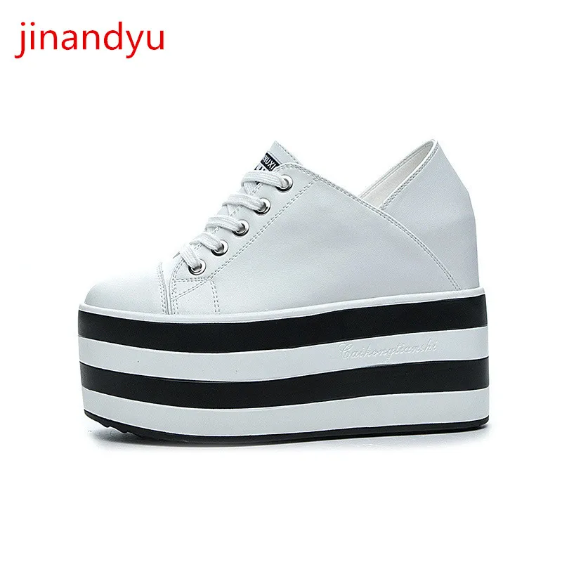 

Platforms Wedges Shoes for Women Heels Genuine Leather Casuales Fashion Black White Shoes Comfy Hidden Heel Female Shoes Slipper