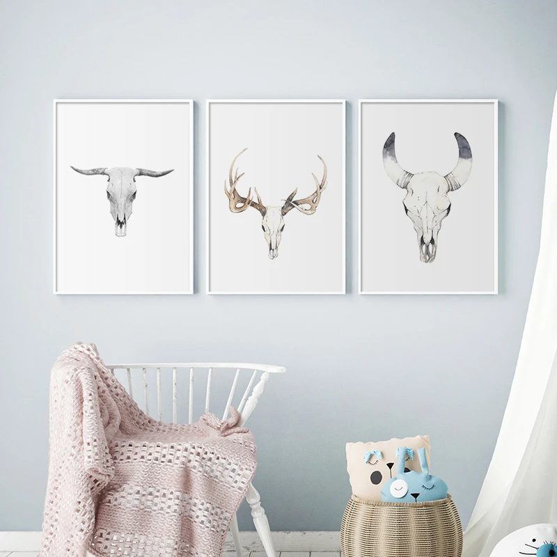 Scandinavian Poster Deer Sheep Head Nordic Style Wall Art Canvas Print Painting Decoration Picture for Living Room Home Decor | Дом и сад
