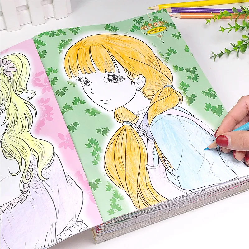 Книжка раскраска принцесса для взрослых и детей 6 книг/набор снимает стресс