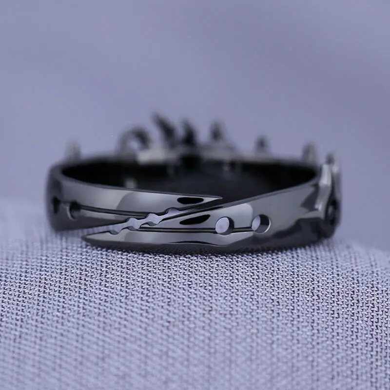 Anime The Seven Deadly Sins Meliodas Black Dragon Ring Fashion 925 Sterling Silver Rings Adjustable Cosplay Props Jewelry Gift |
