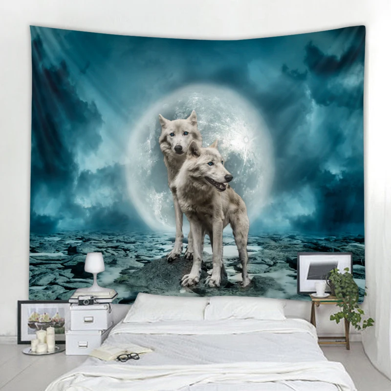 

Wolf tapestry wall hanging polyester bohemian style polyester wall hanging tapestry living room bedroom decoration