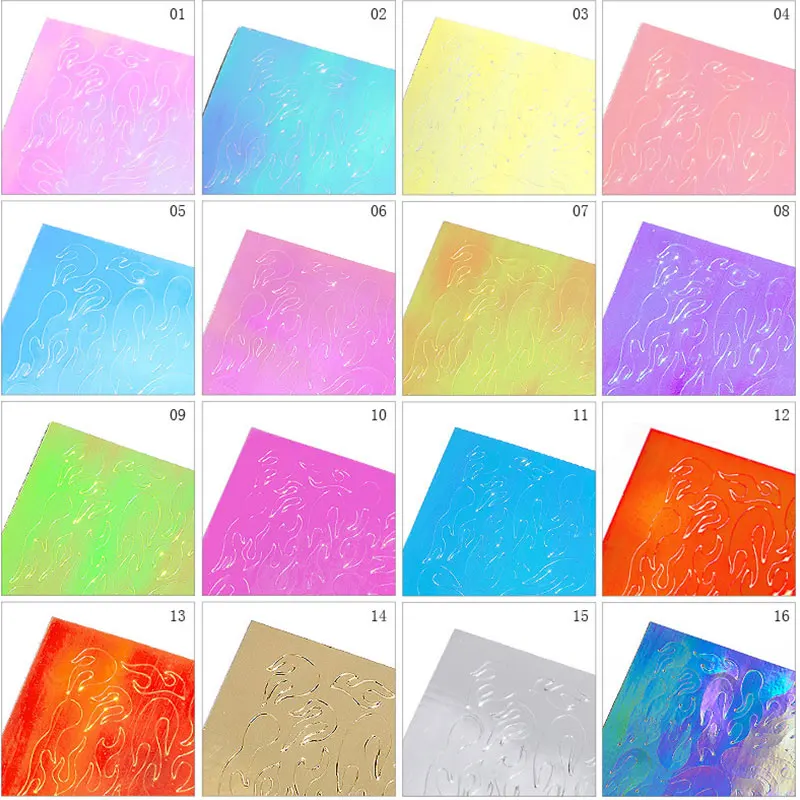 16 шт. голографическое искусство ногтей фольги лазерные сверкающие Смешанные