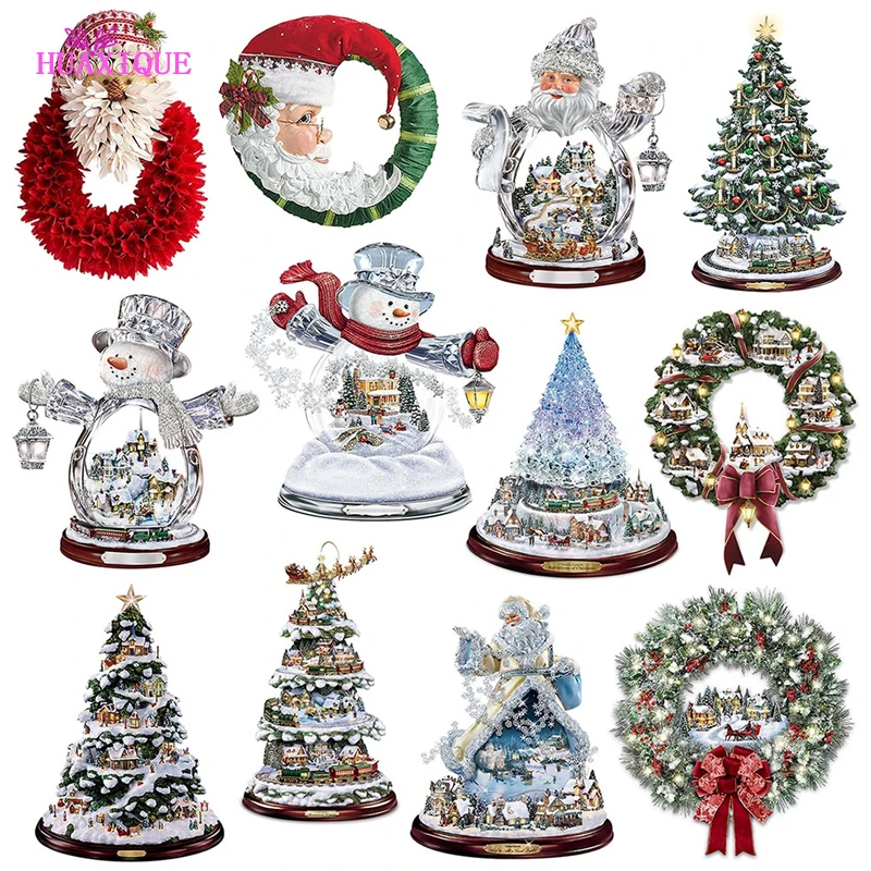 

2022 Christmas Stickers for The Elderly Crystal Tree Garland Window Glass Decoration Wall Stickers New Year Party Decor