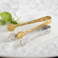 1pc vintage rose relief stainless steel ice cube clips sugar tongs foods clips kitchen serving tong barware embossed clip