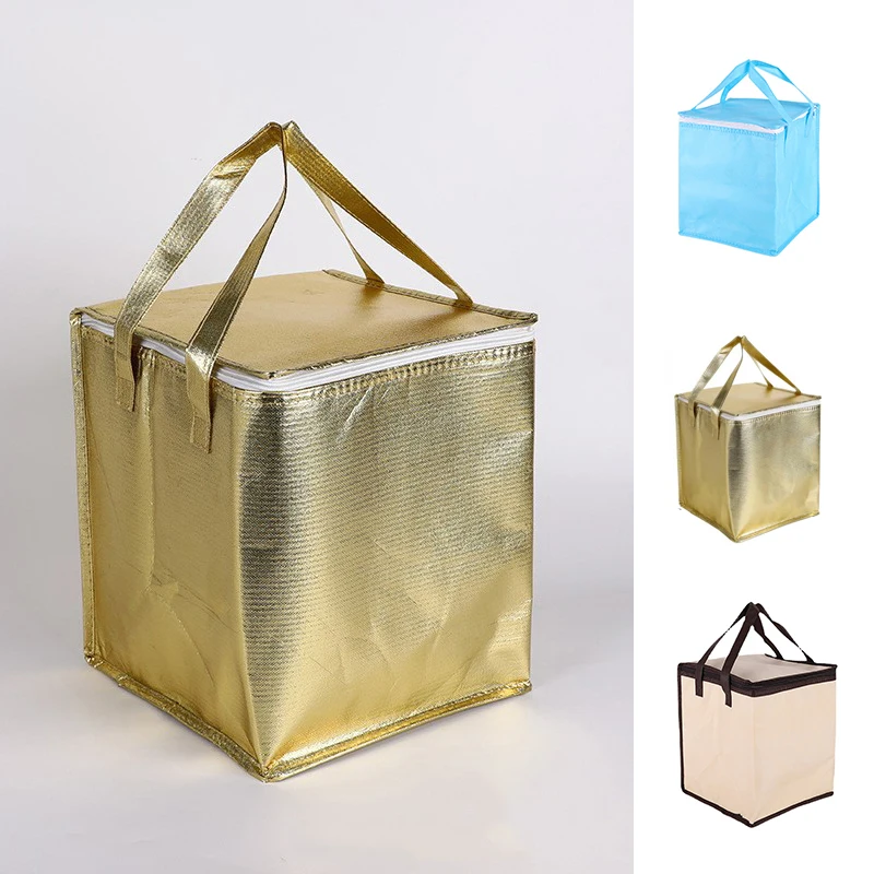 

Portable Non-woven Cooler Bag Solid Color Takeaway Cooler Bag Simple All-match Outdoor Sandwich Drink Cool Storage Square Bag