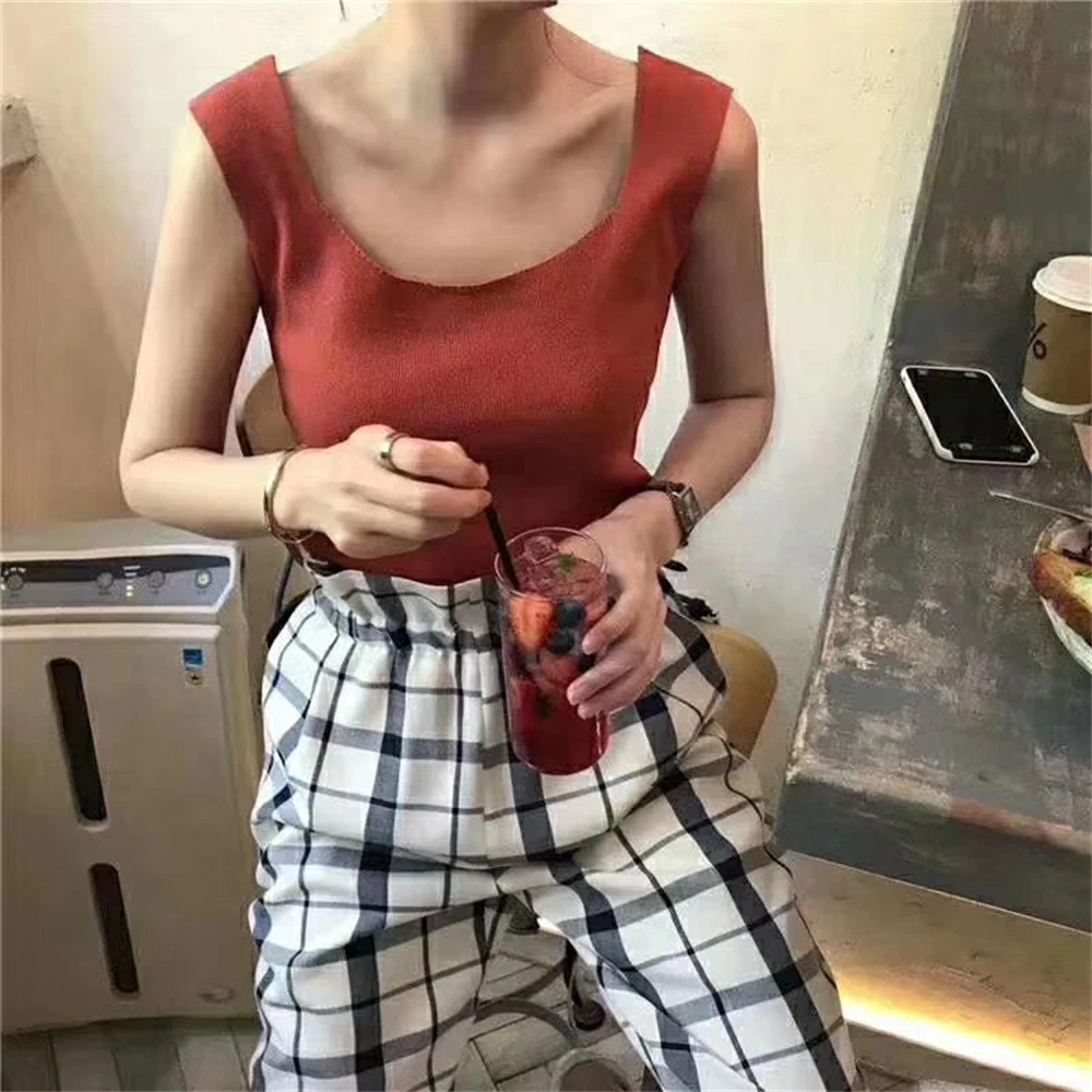 

Vest Women's Camisole Inner Wear Base Knitted Vest Sleeveless top women tops gothic Fashion New Arrivals The price of