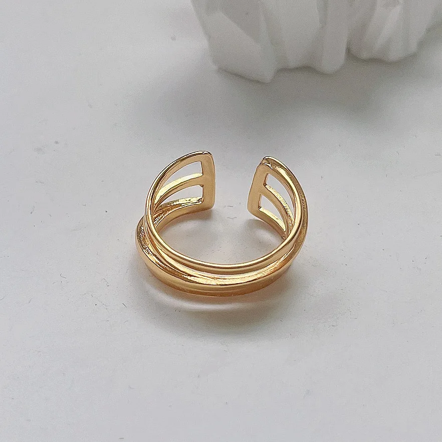 

925 Sterling Silver Rings For Women Handmade Gold RoundGeometic Couple Engagement Fine Jewelry New Trendy Party Accessories Gift