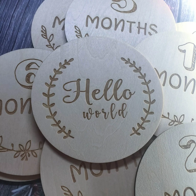 Tarjetas conmemorativas de nacimiento de madera para reci&eacute;n nacido, 2 uds., A2UB-0