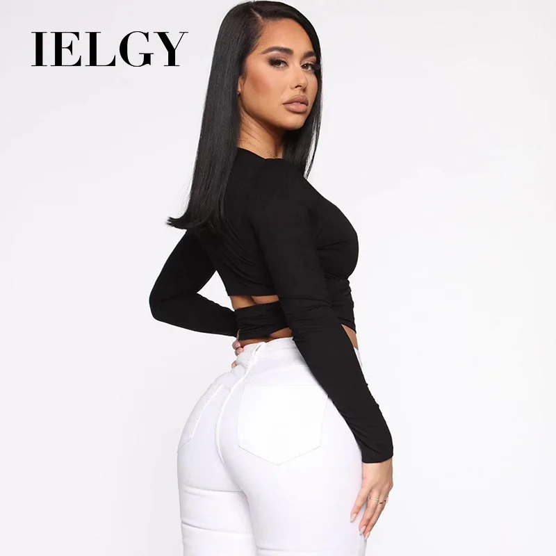 

IELGY Summer new women's round neck long sleeve