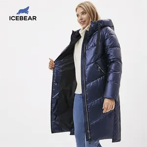 ICEbear 2020 новая зимняя женская куртка с капюшоном модная повседневная тонкая длинная теплая хлопковая куртка брендовые женские парки GWD20302D